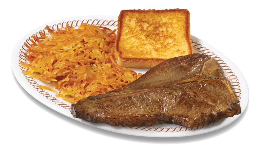 T-Bone Steak Dinner_Double Hashbrowns At Wafle House Menu