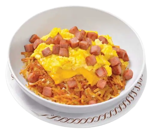 Ham, Egg, And Cheese Hashbrown Bowl AT Waffle House Menu