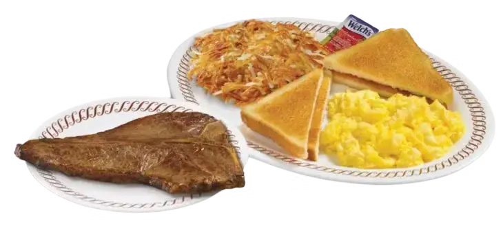 t-bone and egg breakfast at waffle house menu